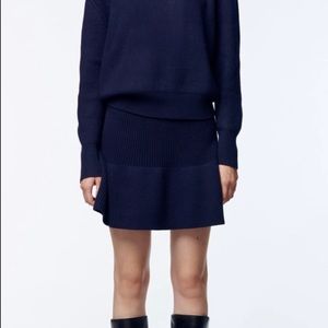 Zara Navy Sweater & Skirt Set NWT